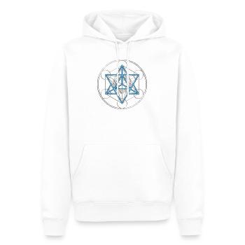 Star Tetrahedron - Merkaba, DD, silver blue, - Men’s Premium Organic Hoodie - white - Front - Nico (187cm)