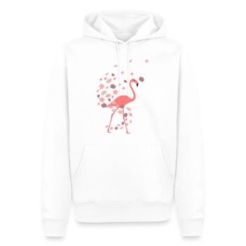 Flamingo dans les feuilles d'automne - Sweat à capuche Premium bio Homme - blanc - Devant - Nico (187cm)