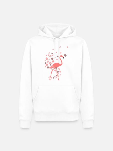 Flamingo in autumn foliage - Men’s Premium Organic Hoodie - white