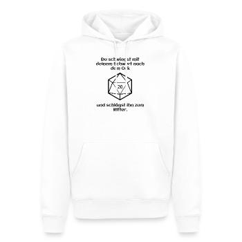 W20 - Ork - Ritter - Pech - Männer Premium Bio Hoodie - Weiß - Vorne - Nico (187cm)