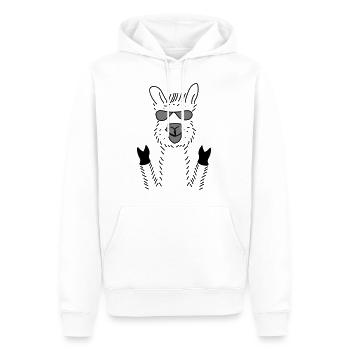 Feierwütiges Alpaka mit Sonnenbrille,Geschenkidee - Männer Premium Bio Hoodie - Weiß - Vorne - Nico (187cm)