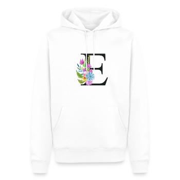 E Buchstabe Schwarz - Männer Premium Bio Hoodie - Weiß - Vorne - Nico (187cm)
