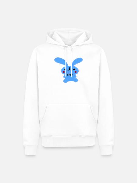 Rabbit Korean Cute blue - Men’s Premium Organic Hoodie - white