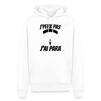 J'peux pas j'ai para. Cadeau parachute - Sweat à capuche Premium bio Homme - blanc - Devant - Nico (187cm)