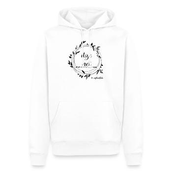 itze net - Männer Premium Bio Hoodie - Weiß - Vorne - Nico (187cm)