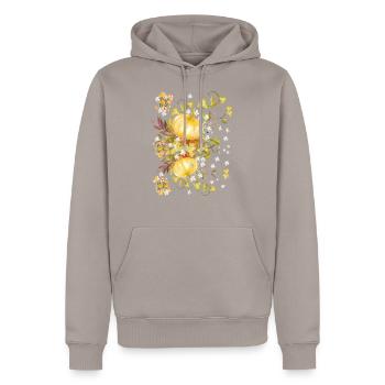 Citrouilles - automne - Sweat à capuche Premium bio Homme - taupe - Devant - Nico (187cm)