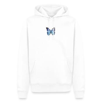 PRAYTN Schmetterling ButterflyFarbklecks Design - Männer Premium Bio Hoodie - Weiß - Vorne - Nico (187cm)