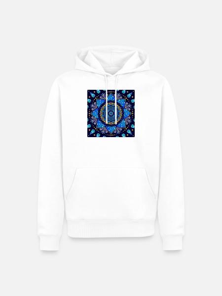 Mandala blue turquoise gold - Men’s Premium Organic Hoodie - white
