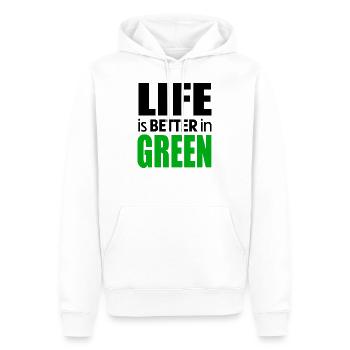 La vie est meilleure chez Green Gardener Fleuriste - Sweat à capuche Premium bio Homme - blanc - Devant - Nico (187cm)