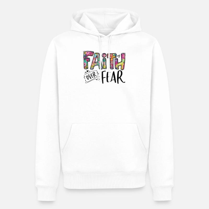 Glaube über Angst - Männer Premium Bio Hoodie - Weiß