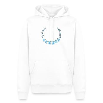 Couronne florale bleue - personnalisable - Sweat à capuche Premium bio Homme - blanc - Devant - Nico (187cm)