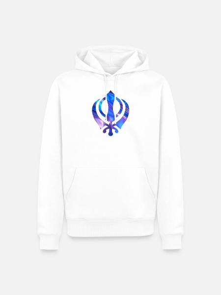 Blå Khanda, Khanda Symbol, Sikh Khanda, Sikh Khanda - Herre Premium økologisk hoodie - hvid