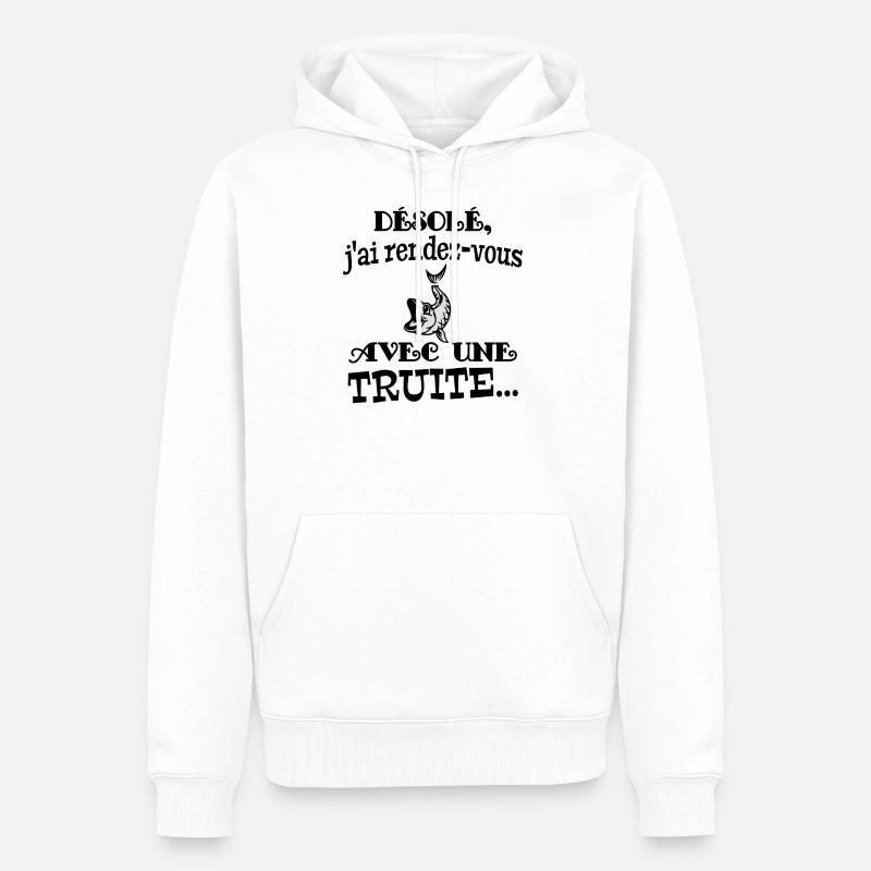 truite - Sweat à capuche Premium bio Homme - blanc