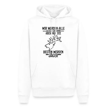 Hirsch Jäger Geschenk mit Hunter Geweih - Männer Premium Bio Hoodie - Weiß - Vorne - Nico (187cm)