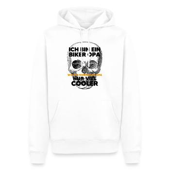 Cooler Rocker Opa Biker Totenkopf Geschenk - Männer Premium Bio Hoodie - Weiß - Vorne - Nico (187cm)