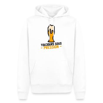 Toujours sous pression - Bière Humour, Drôle - Sweat à capuche Premium bio Homme - blanc - Devant - Nico (187cm)