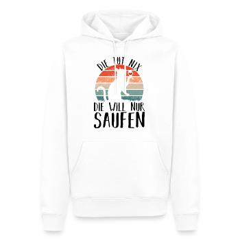 Saufen katze Wein Alkohol Party - Männer Premium Bio Hoodie - Weiß - Vorne - Nico (187cm)
