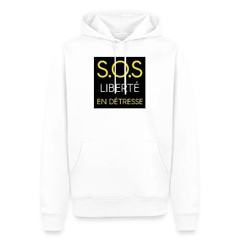 Liberté - Sweat à capuche Premium bio Homme - blanc - Devant - Nico (187cm)