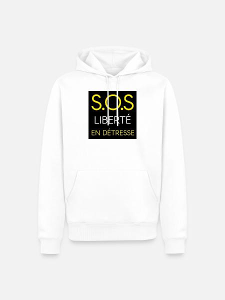 Liberté - Sweat à capuche Premium bio Homme - blanc