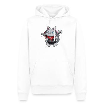 Chat avec un casque - jouer au chat - chat de gamer - Sweat à capuche Premium bio Homme - blanc - Devant - Nico (187cm)