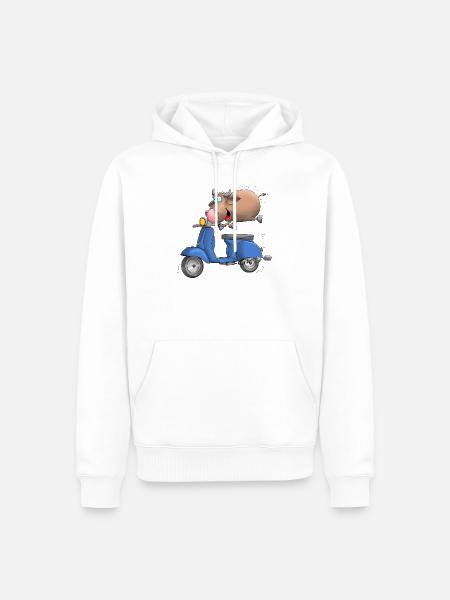 Moped Cartoon Stier - Männer Premium Bio Hoodie - Weiß