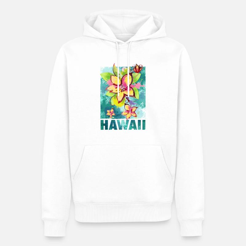 Hawaï fleur Orchidee Aloha - Sweat à capuche Premium bio Homme - blanc