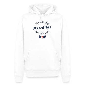 Bande des Assoiffés du Futur Marié - Sweat à capuche Premium bio Homme - blanc - Devant - Nico (187cm)