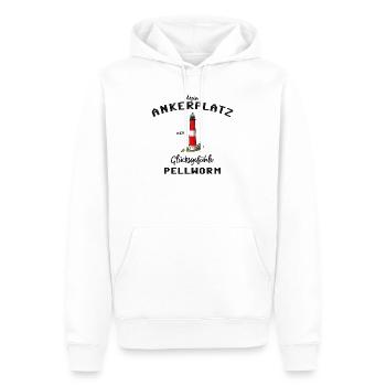Pellworm, Ankerplatz Glücksgefühle, Leuchtturm - Männer Premium Bio Hoodie - Weiß - Vorne - Nico (187cm)