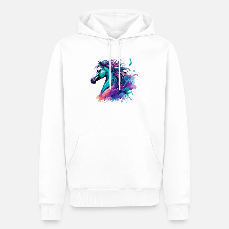 Cheval - Sweat à capuche Premium bio Homme - blanc