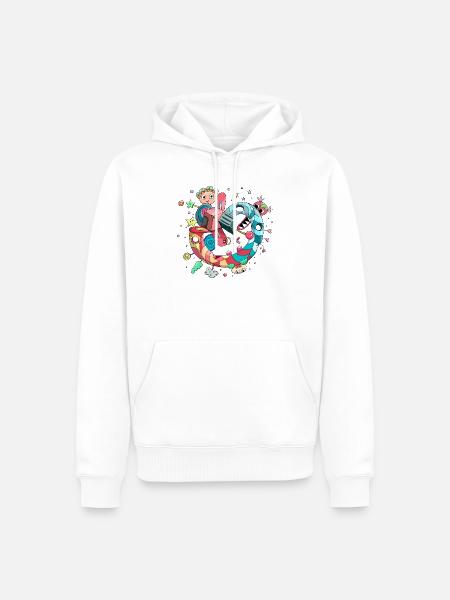 Bunte positive Fantasiewelt – Süßes Doodle-Pop-Art - Männer Premium Bio Hoodie - Weiß