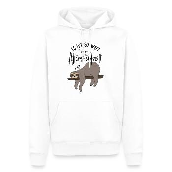 Faultier Es ist so weit Ich bin in Altersteilzeit - Männer Premium Bio Hoodie - Weiß - Vorne - Nico (187cm)