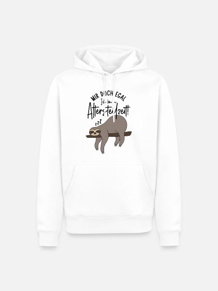 Faultier Mir doch egal Ich bin in Altersteilzeit - Männer Premium Bio Hoodie - Weiß