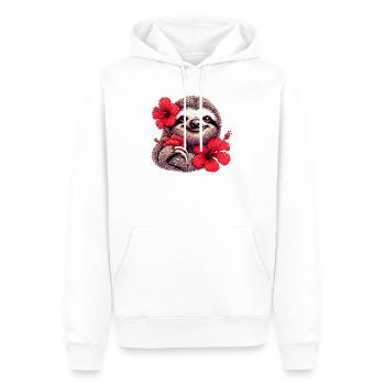 Faultier mit Hibiskusblüten - Männer Premium Bio Hoodie - Weiß - Vorne - Nico (187cm)
