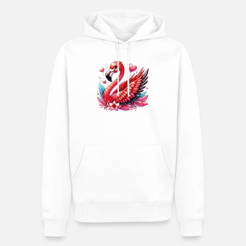 Flamant - Sweat à capuche Premium bio Homme - blanc