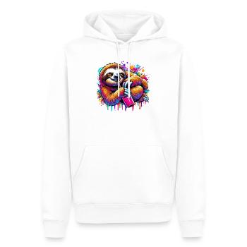Paresse - Sweat à capuche Premium bio Homme - blanc - Devant - Nico (187cm)