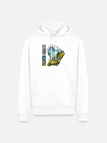 Carte à l’aquarelle Guyane française - Sweat à capuche Premium bio Homme - blanc