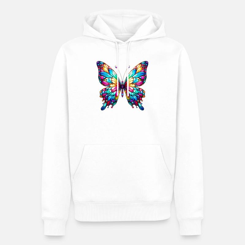 Papillon - Sweat à capuche Premium bio Homme - blanc