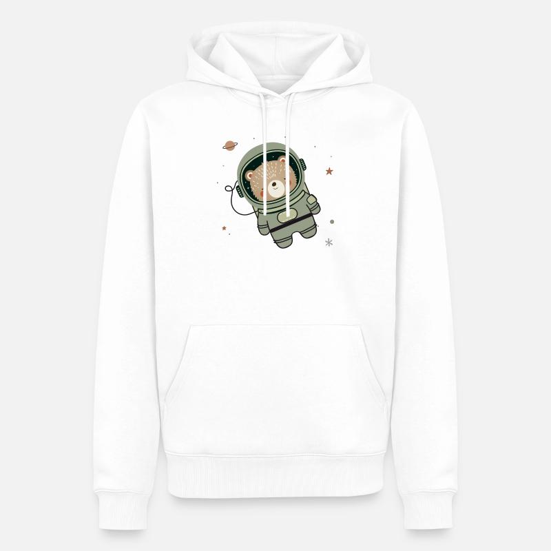 Ours astronaute mignon dans l’espace - Sweat à capuche Premium bio Homme - blanc