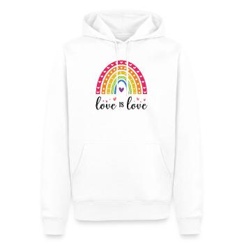 Mois de la fierté LGBT - Love is Love - Sweat à capuche Premium bio Homme - blanc - Devant - Nico (187cm)