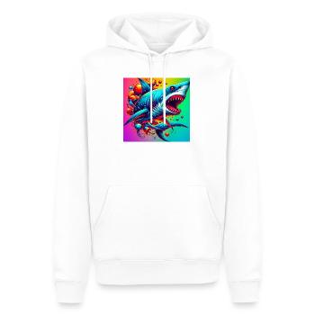 Requin - Sweat à capuche Premium bio Homme - blanc - Devant - Nico (187cm)