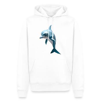 Blauer Low-Poly Delfin - Männer Premium Bio Hoodie - Weiß - Vorne - Nico (187cm)