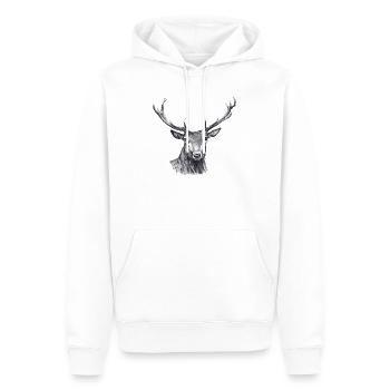 Hirsch - Männer Premium Bio Hoodie - Weiß - Vorne - Nico (187cm)