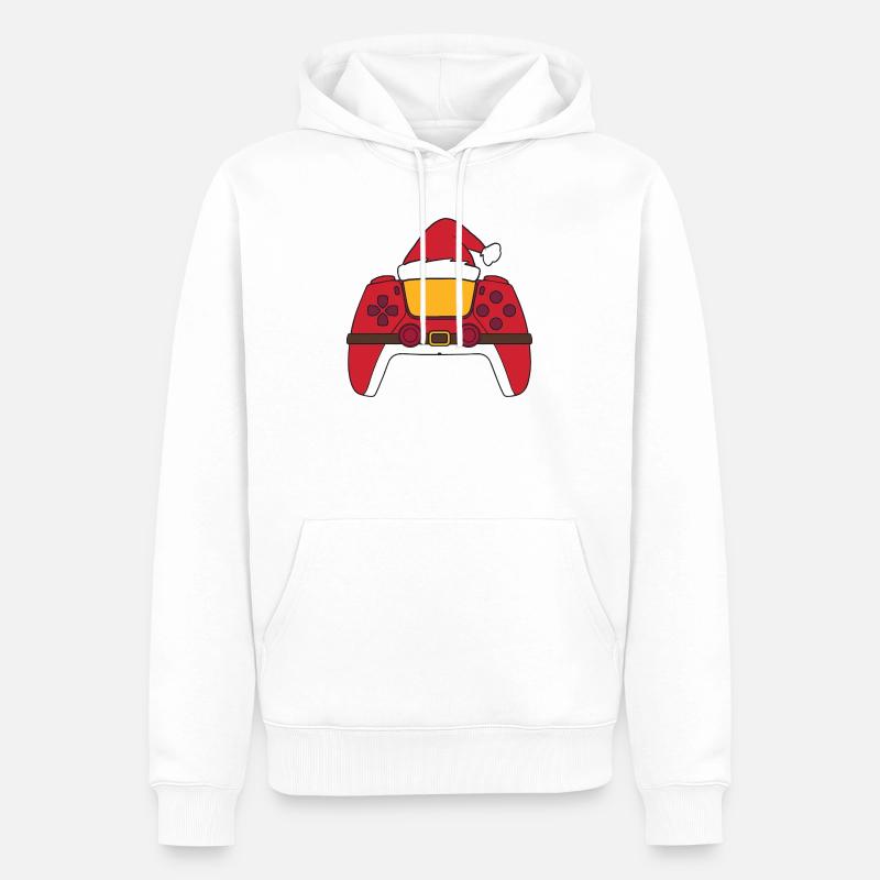 Weihnachtsmann-Videospiel-Controller, Weihnachtsma - Männer Premium Bio Hoodie - Weiß