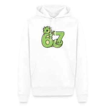 Dragon Six Seven Cute Green Dragon 67 - Men’s Premium Organic Hoodie - white - Front - Nico (187cm)