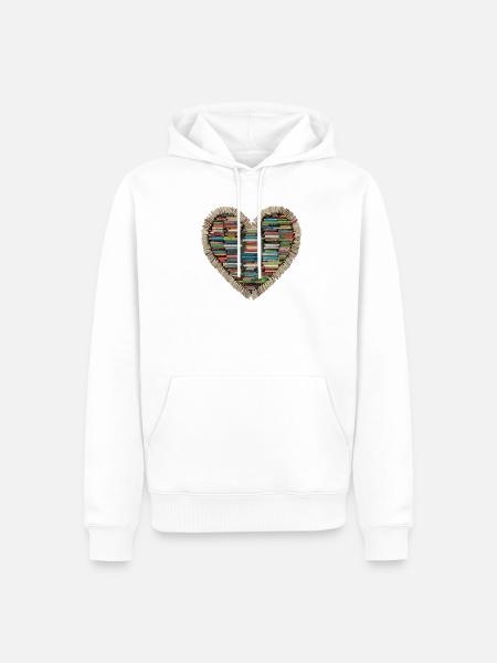 Love Books – A Heart of Stories - Men’s Premium Organic Hoodie - white