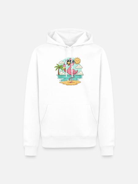 Flamingo am Strand mit Eis & Sonne - Men’s Premium Organic Hoodie - white