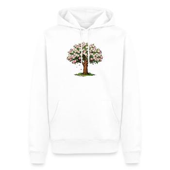 Arbre fleuri aux fleurs roses et blanches - Sweat à capuche Premium bio Homme - blanc - Devant - Nico (187cm)