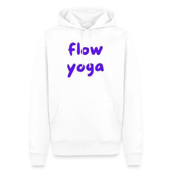 Flow Yoga Handlettering Purpur - Männer Premium Bio Hoodie - Weiß - Vorne - Nico (187cm)