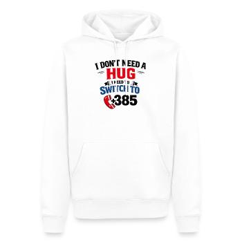 Kein Umarmung, Ruf Nummer 385 - Männer Premium Bio Hoodie - Weiß - Vorne - Nico (187cm)