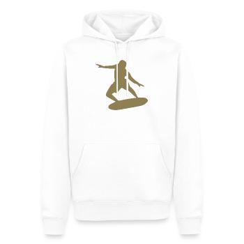 Silhouette de surfeur Surf Minimaliste - Sweat à capuche Premium bio Homme - blanc - Devant - Nico (187cm)